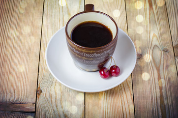 Obraz premium cup of coffee, cherry