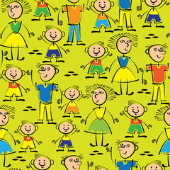 Dad, mom and son seamless pattern