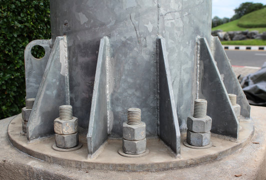 Bolt And Nut Of Base Metal Pillar.