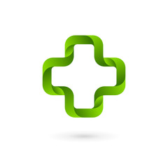 Medical logo icon design template with cross and plus