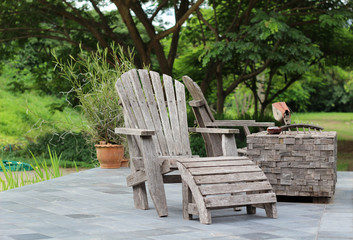 Old wooden deck chairs.