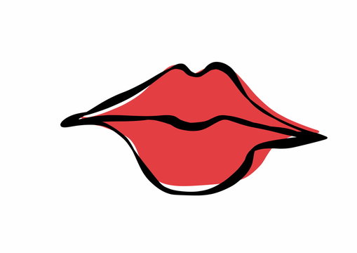 doodle sexy red lips, stylized