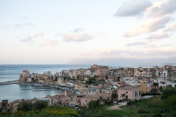 Fototapeta na wymiar view of harbour of Castellammare del Golfo town, Sicily