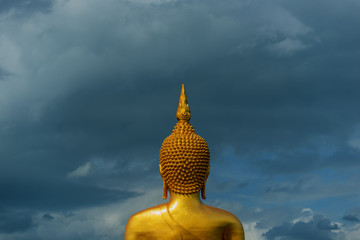 Wat Muang with head Buddha statue in Thailand