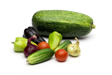vegetables on the white background