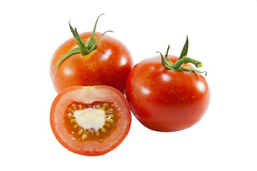 Tomato on white background