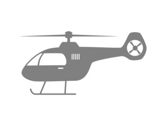 Grey helicopter icon on white background