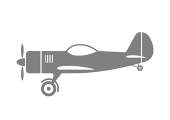 Grey plane icon on white background