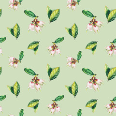 watercolor flowers pattern green