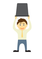 Man throwing ice water on himself