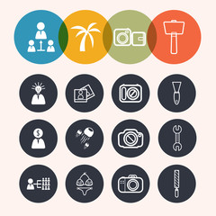 collection Circle Series icons ,Business,Tourism,camera,construc