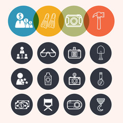 collection Circle Series icons ,Business,Tourism,camera,construc