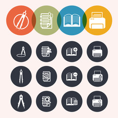 collection Circle Series icons ,Measurement Instrumentr, notepad
