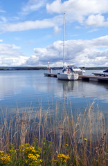 Summer landscape with boats