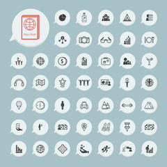 Business icons and itinerary icons Set on blue paper set.2