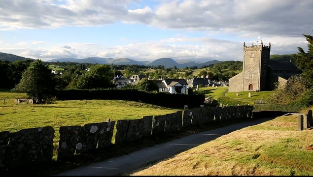 Hawkshead village Lake District National Park England uk