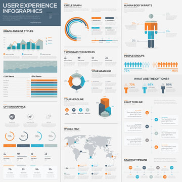 Big pack of data visualization vector infographics and elements