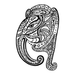 Elephant head.. Ganesha Hand drawn illustration.