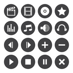 Black and White media player icons