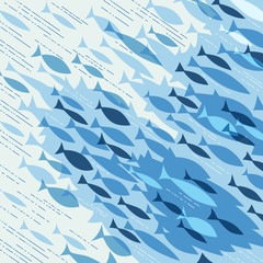 Cotton fabric Abstract Fish background