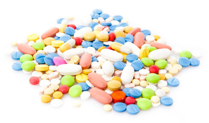 colorful pills isolated on white