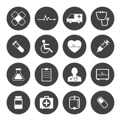 Black and White Medical Icons Collection Vector icon set. EPS 10