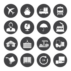 Black and White Logistics icons vector EPS10