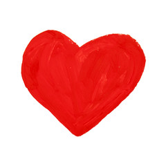 Hand-drawn painted red heart