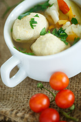 vegetable soup with meatballs
