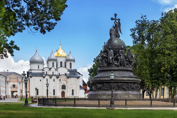 Fototapeta na wymiar Monument to the Millennium of the Russian Statehood, Veliky Novg