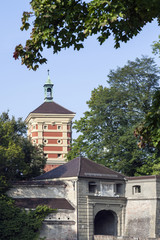 Wasserturm und Stadtmauer am Roten Tor in Augsburg