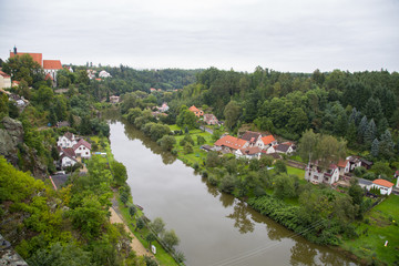 Fototapeta na wymiar River Luznice and town Bechyne, Czech republic