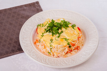 Crab salad with sweet pepper