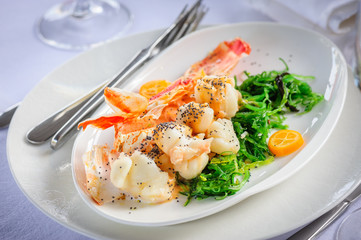 Prepared lobster on plate