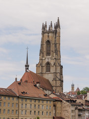 Fototapeta na wymiar Fribourg, Freiburg, Altstadt, Kathedrale, Sommer, Schweiz