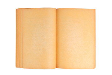 an old book with blank yellow stained pages