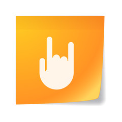 Orange sticky note with a hand