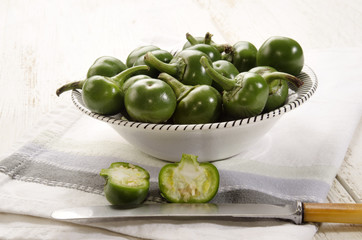 green cherry peppers in a bowl