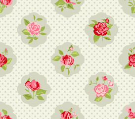 Shabby Chic Rose Pattern and seamless background.