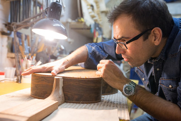One luthier working on his next guitar