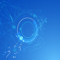 Obraz premium Blue Abstract technological background with various elements