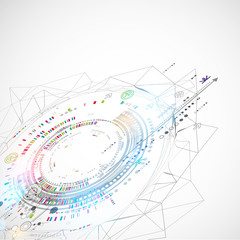 Abstract technological background with various elements