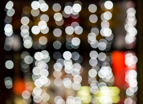 abstract background of blurred lights of restaurant