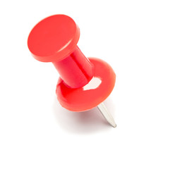 Obraz premium Red Pushpin on White