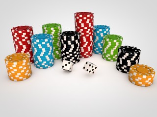 Poker chips with dice