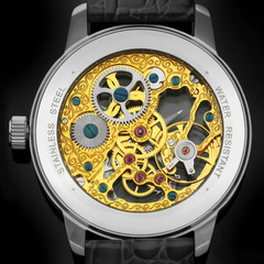 clockwork on black background