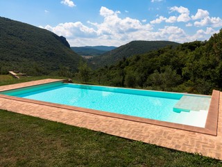 Infinity pool on a bright summer day