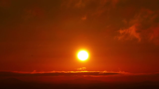 Beautiful Orange Sunrise with Clouds, timelapse