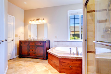Warm bathroom interior