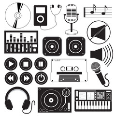 Naklejka premium Digital Music and Icons Theme